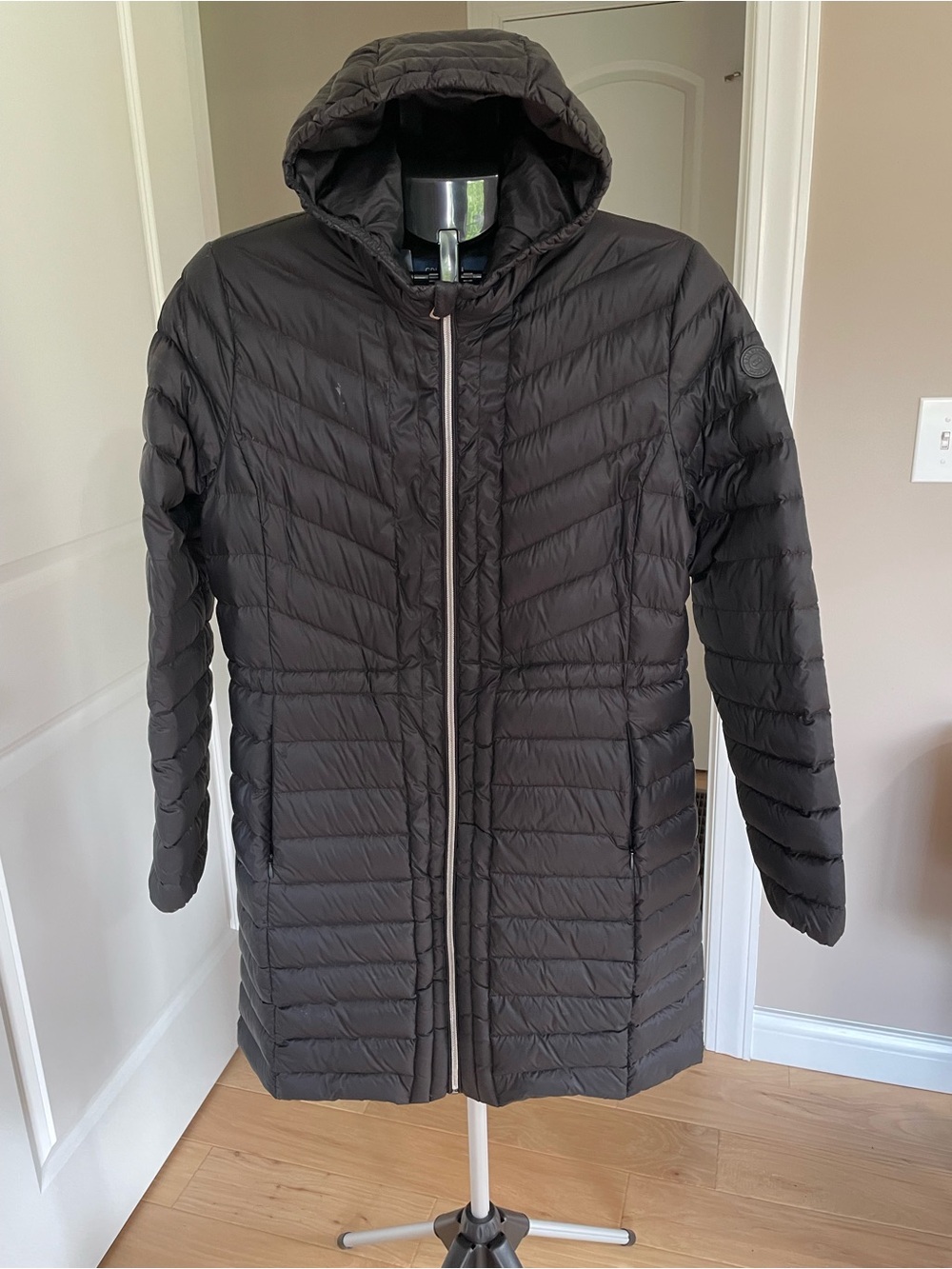Cole Haan Black Hooded Packable Puffer Coat